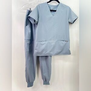Figs Figs Dusty Blue Scrub Set Casma Top Jogger Pants
S Small